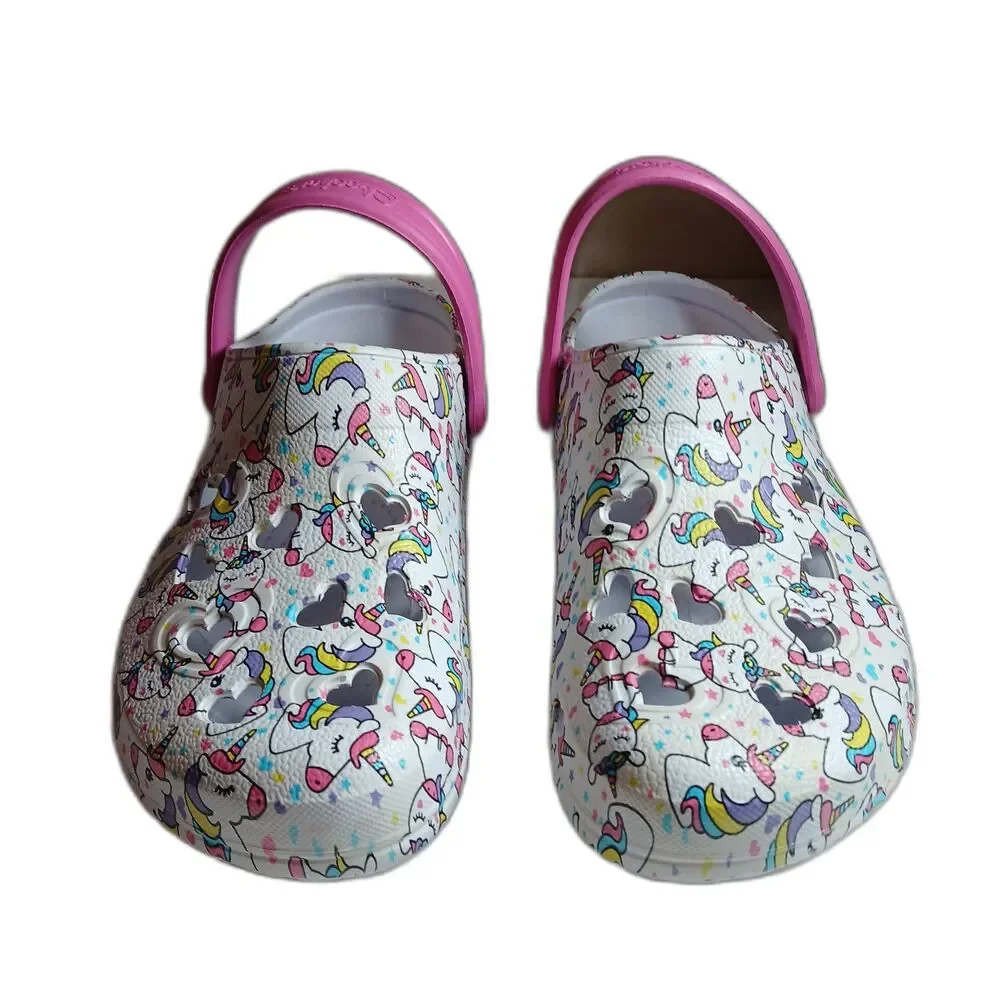Skechers Foamies Sweetheart Girls Pink White Unicorn Slip On Clog Shoes Size 2